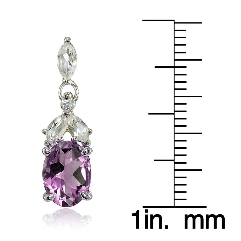 Sterling Silver Created Alexandrite and Cubic Zirconia Oval Dangle Earrings-3