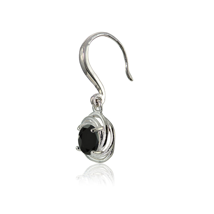 Sterling Silver Black Cubic Zirconia Love Knot Dangle Earrings