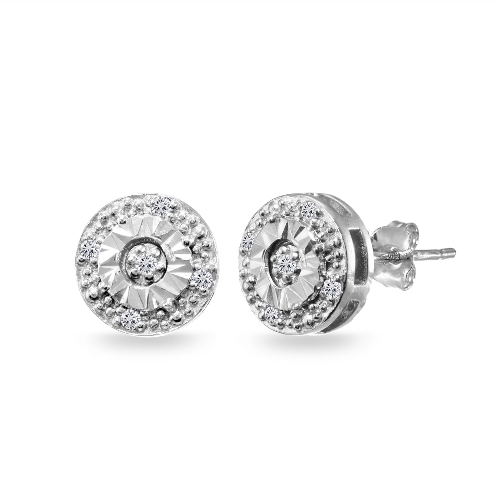 Sterling Silver .10ct Diamond Miracle-Set Round Stud Earrings