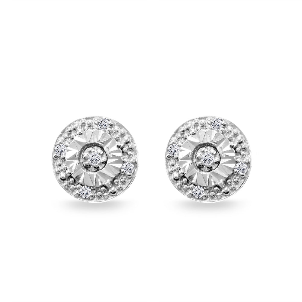 Sterling Silver .10ct Diamond Miracle-Set Round Stud Earrings-2