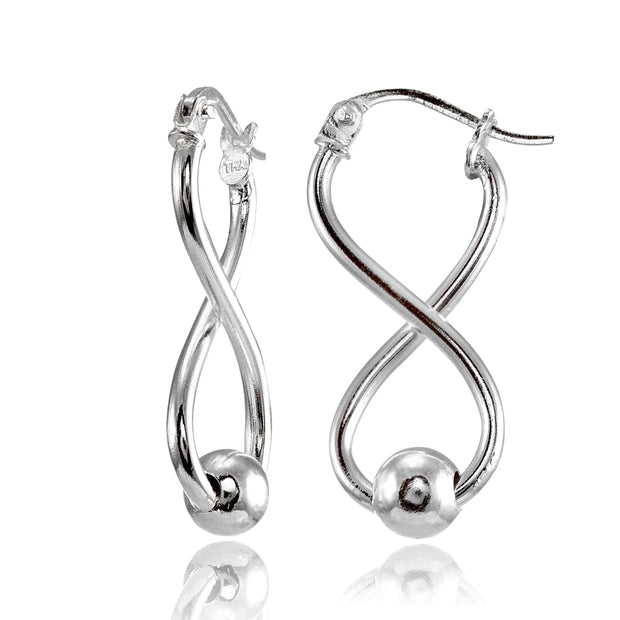 Sterling Silver Infinity Figure Eight Bead Drop Earrings