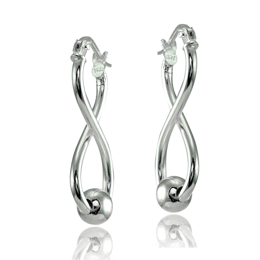 Sterling Silver Infinity Figure Eight Bead Drop Earrings-2