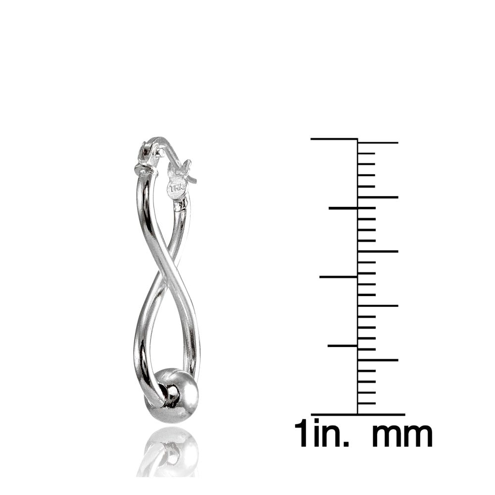 Sterling Silver Infinity Figure Eight Bead Drop Earrings-4