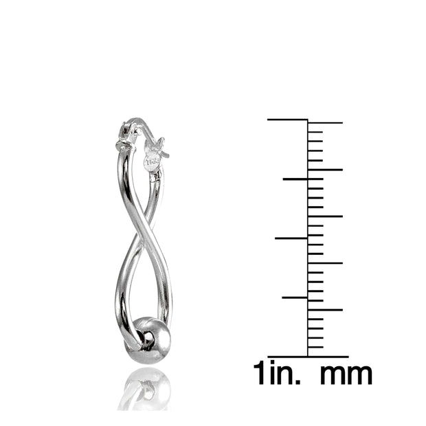 Sterling Silver Infinity Figure Eight Bead Drop Earrings