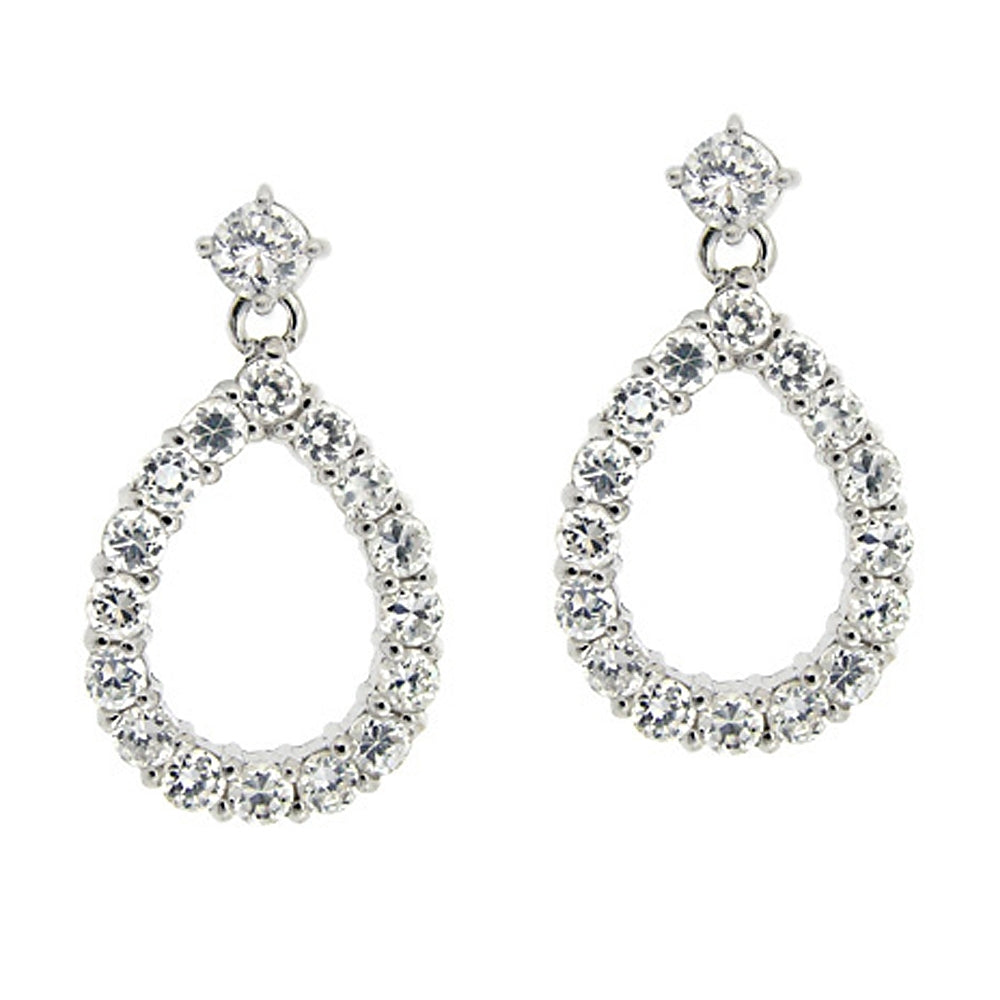 Sterling Silver Cubic Zirconia Teardrop Dangle Earrings