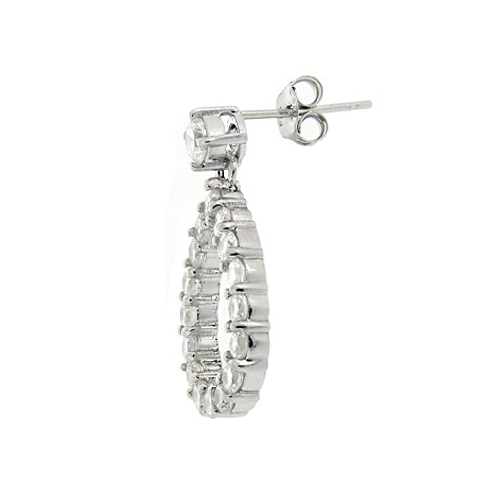 Sterling Silver Cubic Zirconia Teardrop Dangle Earrings-2