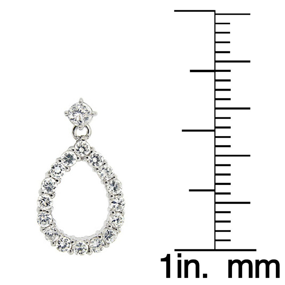 Sterling Silver Cubic Zirconia Teardrop Dangle Earrings-3