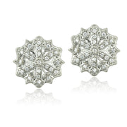 Sterling Silver Cubic Zirconia Snowflake Stud Earrings