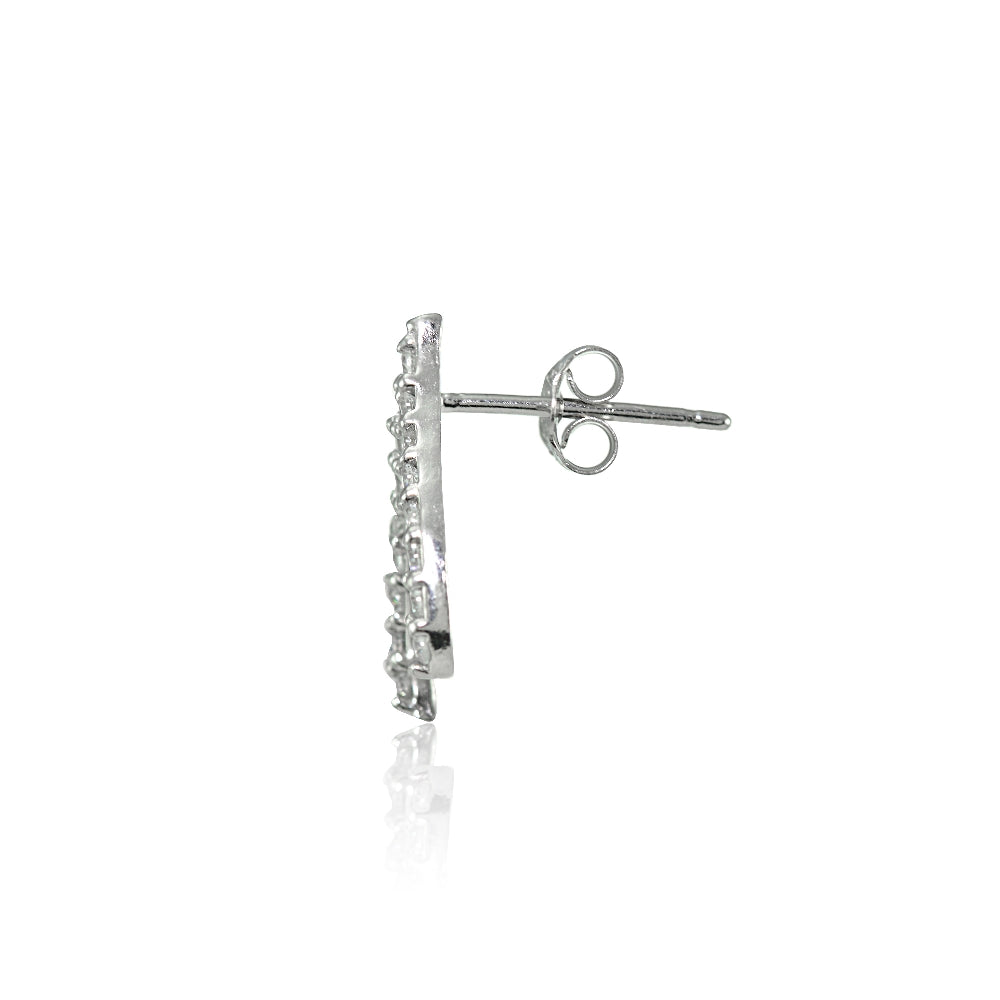 Sterling Silver Cubic Zirconia Wish Bone Stud Earrings-2