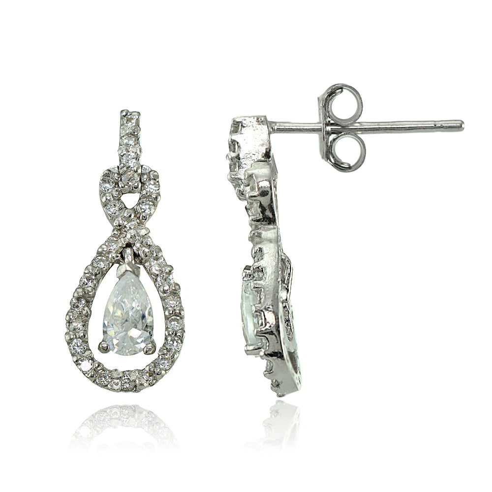 Sterling Silver Cubic Zirconia Infinity Dangle Earrings
