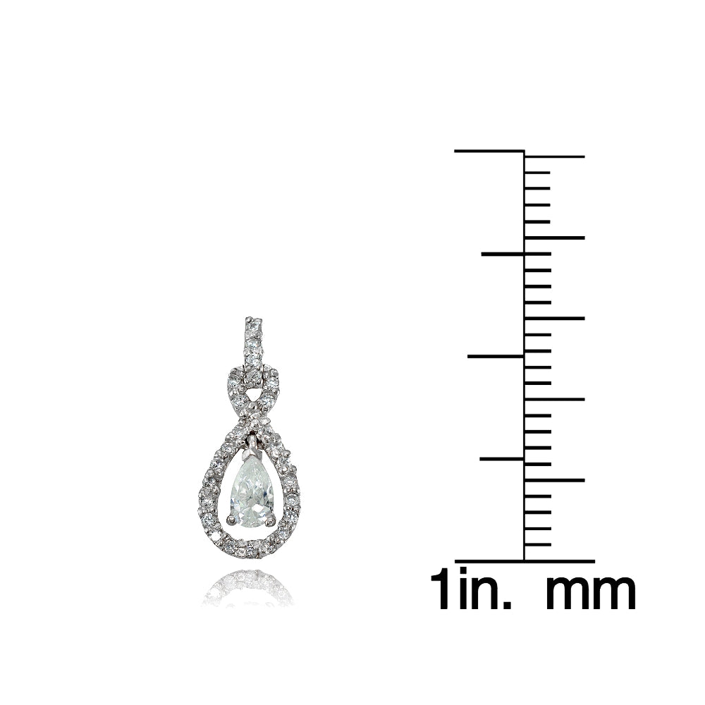 Sterling Silver Cubic Zirconia Infinity Dangle Earrings-3