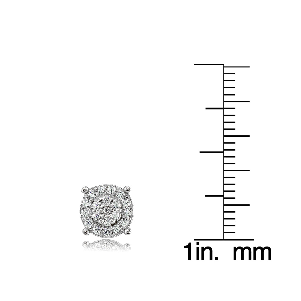 Sterling Silver Round Cubic Zirconia Stud Earrings-3
