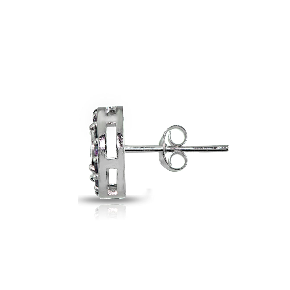 Sterling Silver Genuine Ruby and Diamond Accent Illusion-Set Stud Earrings-2