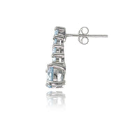 Sterling Silver Blue Topaz 5-Stone Round Drop Earrings