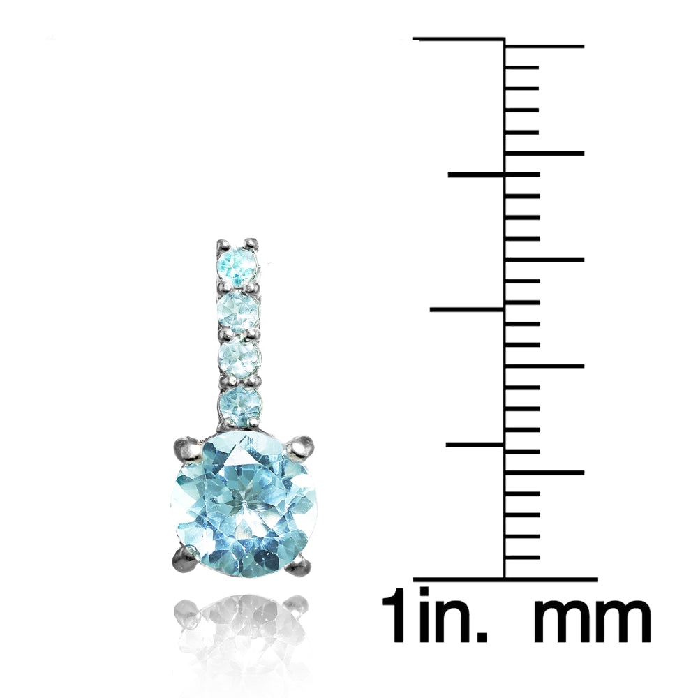 Sterling Silver Blue Topaz 5-Stone Round Drop Earrings-3