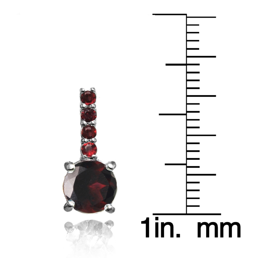 Sterling Silver Garnet 5-Stone Round Drop Earrings-3