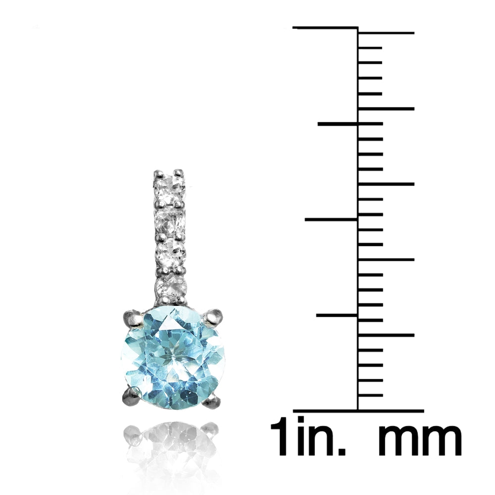 Sterling Silver Blue Topaz and WhiteTopaz 5-Stone Round Drop Earrings-3