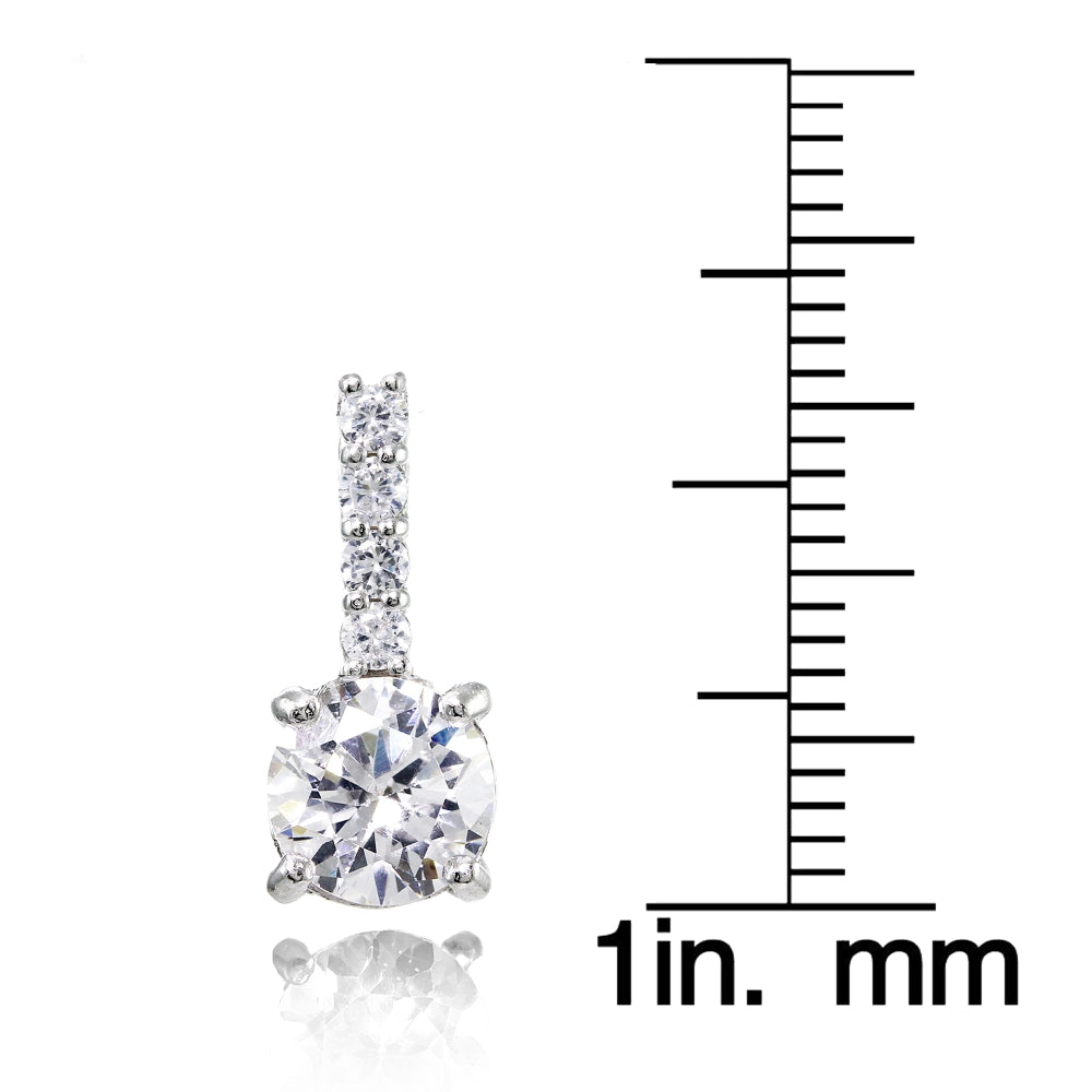 Sterling Silver Cubic Zirconia 5-Stone Round Drop Earrings-3