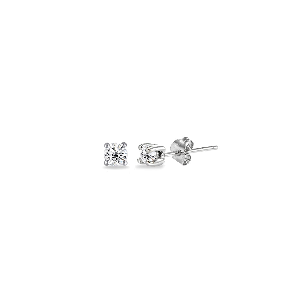Sterling Silver Cubic Zirconia 2mm Round Stud Earrings-2