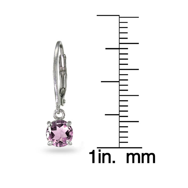Sterling Silver Created Alexandrite 6mm Round Dangle Leverback Earrings