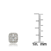 Sterling Silver Cubic Zirconia Baguette and Round Cut Stud Earrings