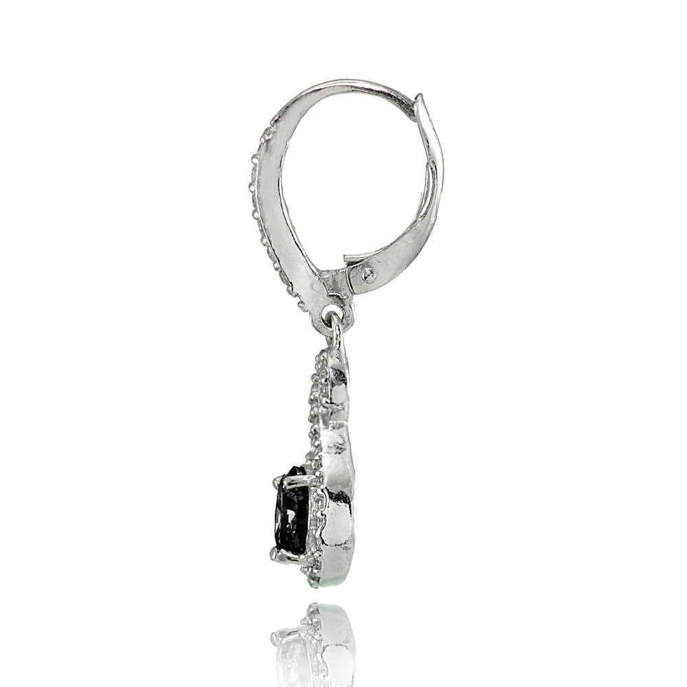 Sterling Silver Black Cubic Zirconia Infinity Dangle Leverback Earrings-2