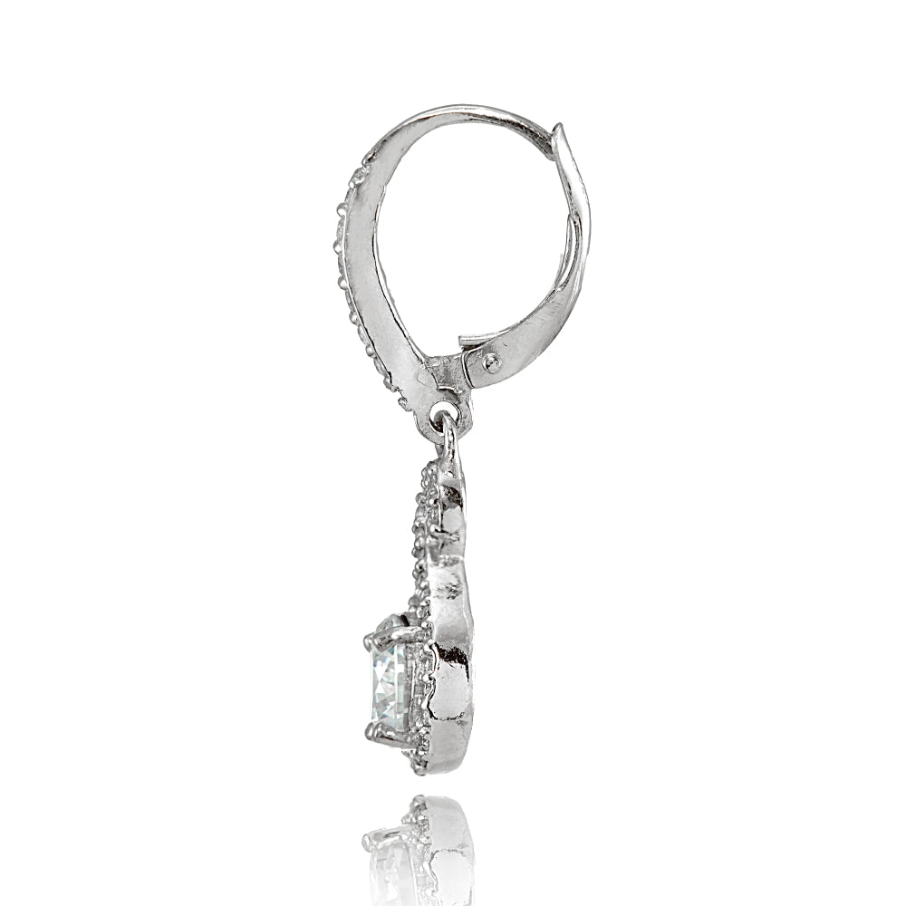 Sterling Silver Cubic Zirconia Infinity Dangle Leverback Earrings-2