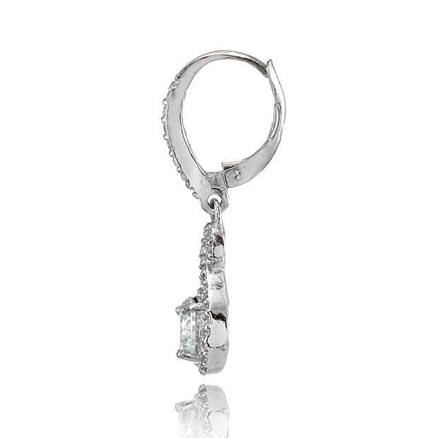 Sterling Silver Cubic Zirconia Infinity Dangle Leverback Earrings