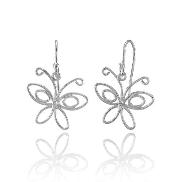Sterling Silver Open Butterfly Lightweight Dangle Earrings