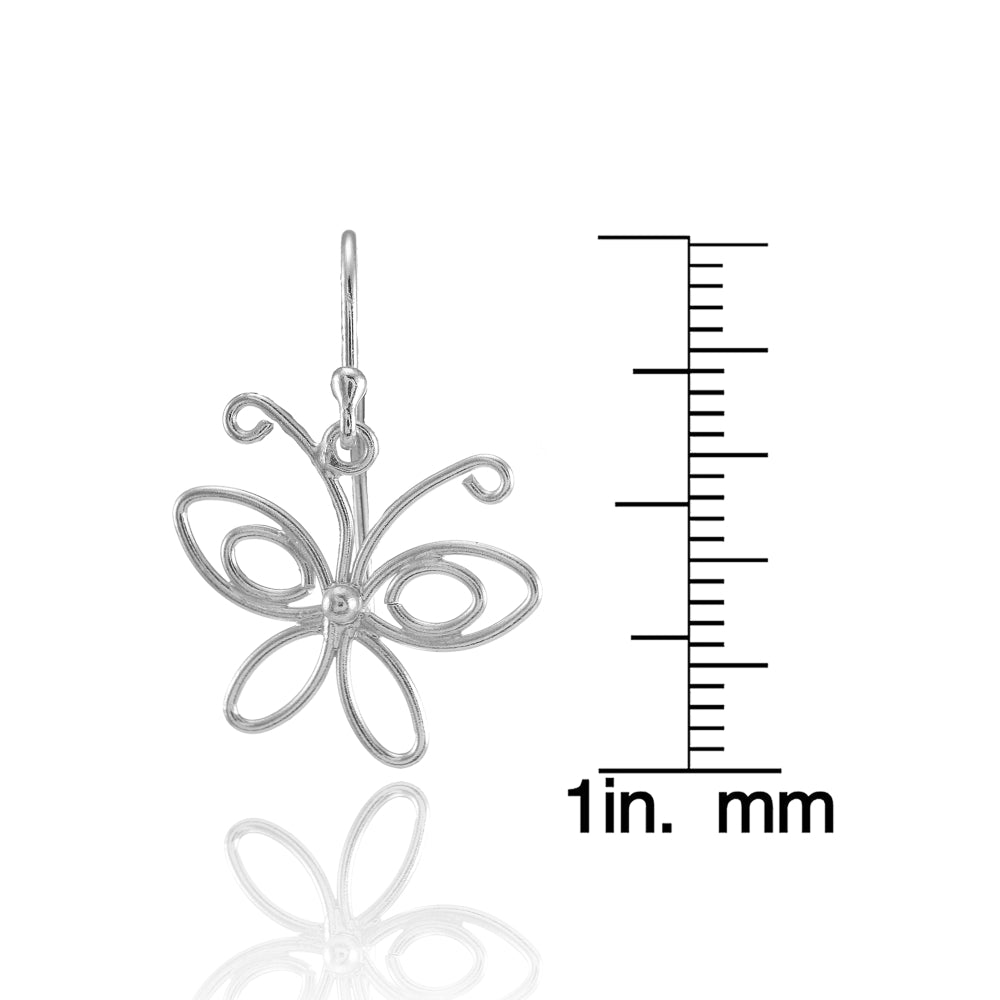 Sterling Silver Open Butterfly Lightweight Dangle Earrings-4