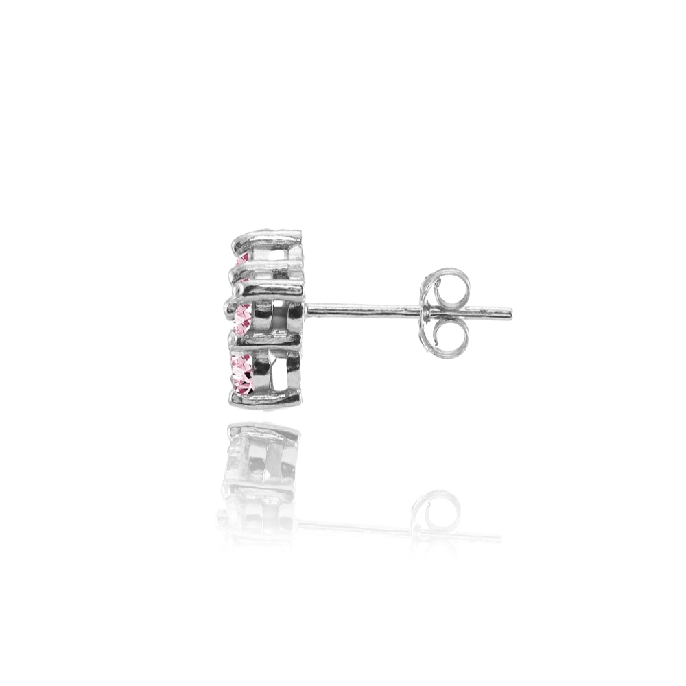 Sterling Silver Light Pink Cubic Zirconia 4-Stone Cluster Stud Earrings-2