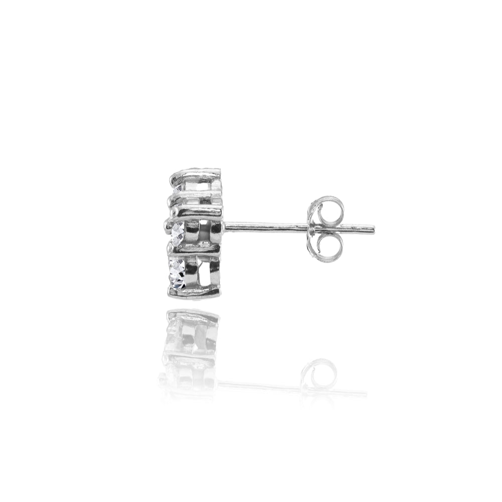 Sterling Silver Cubic Zirconia 4-Stone Cluster Stud Earrings-2