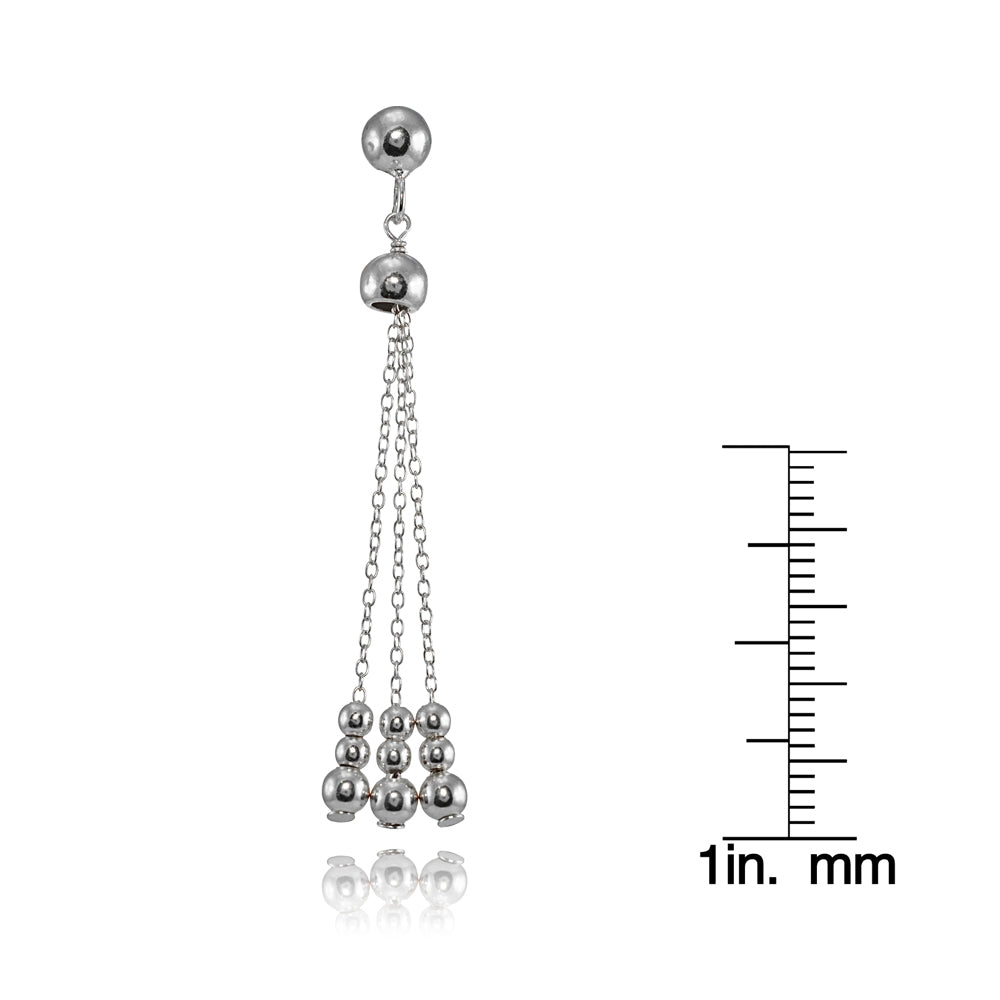 Polished Beads Dangling Chain Drop Earrings-4