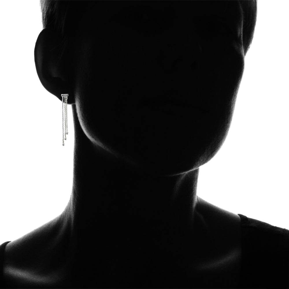 Sterling Silver Dainty Beads Chain Drop Dangle Earrings-2