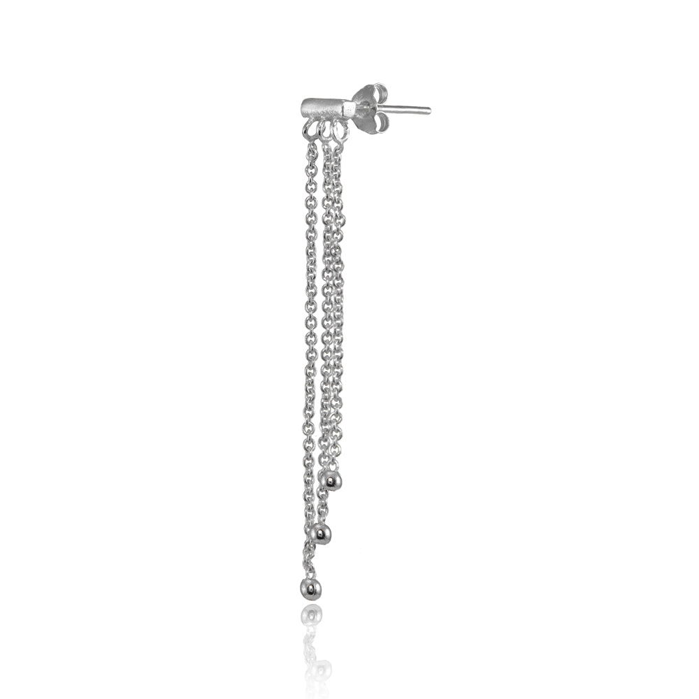 Sterling Silver Dainty Beads Chain Drop Dangle Earrings-3