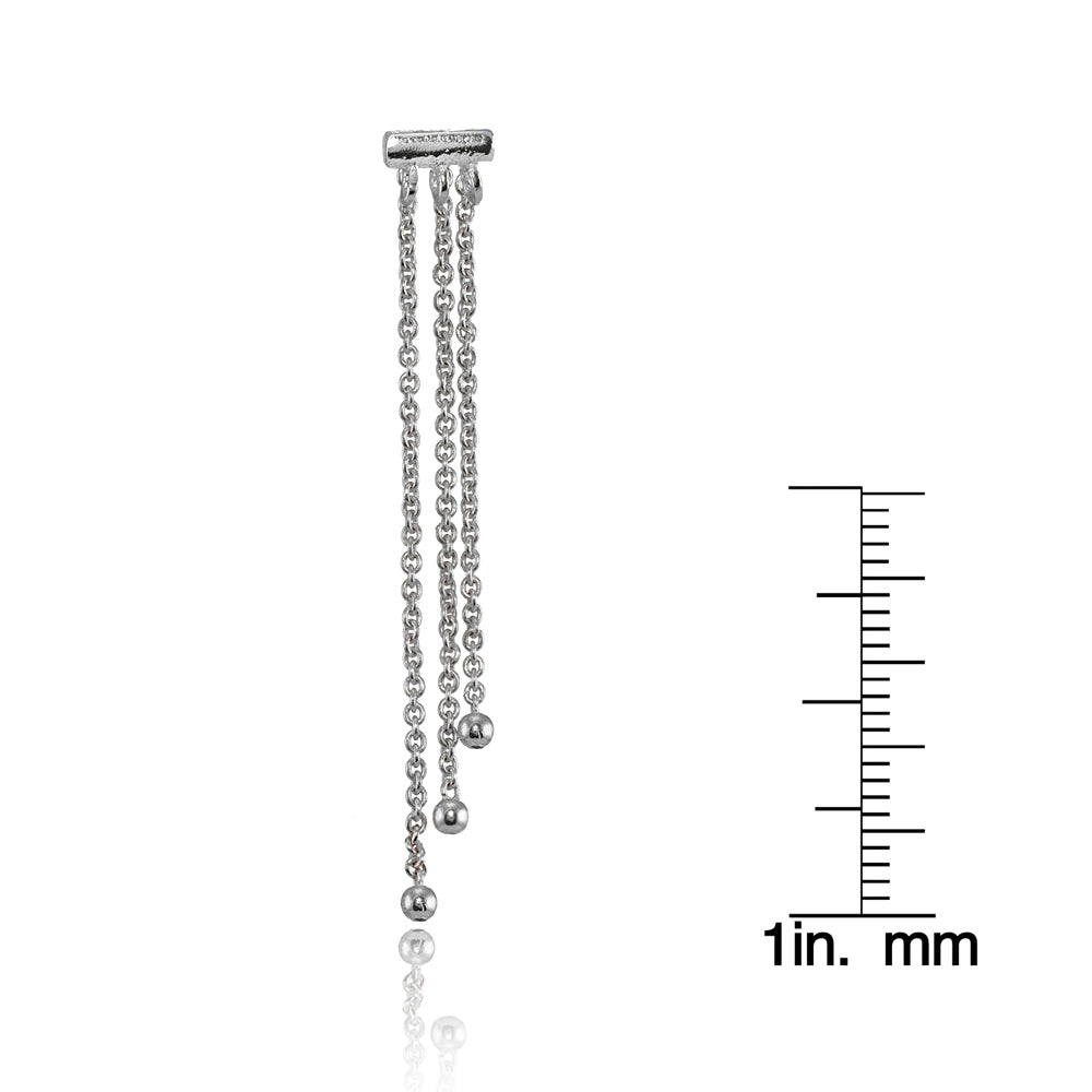 Sterling Silver Dainty Beads Chain Drop Dangle Earrings-4
