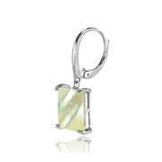 Sterling Silver Created Mother of Pearl Square Leverback Dangle Earrings