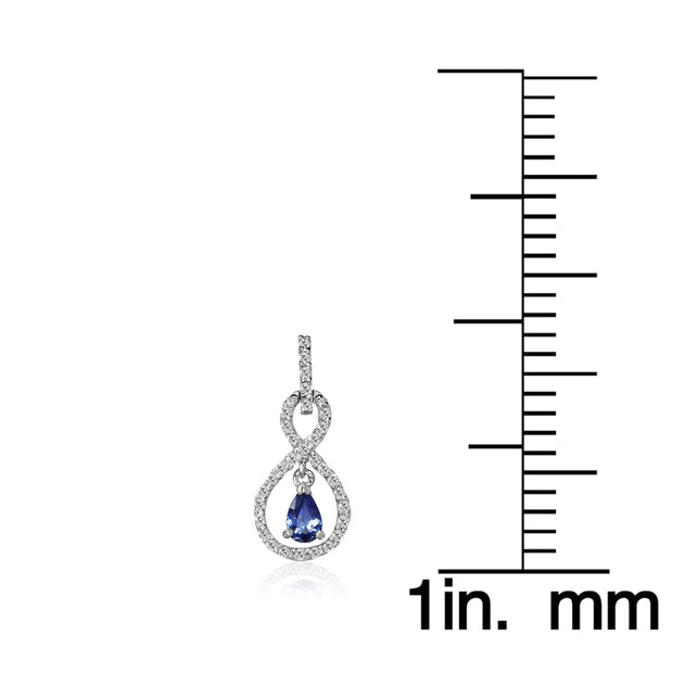 Sterling Silver Blue Cubic Zirconia Teardrop Infinity Figure 8 Dangle Earrings