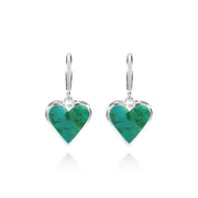 Sterling Silver Created Turquoise Polished Heart Dangle Earrings