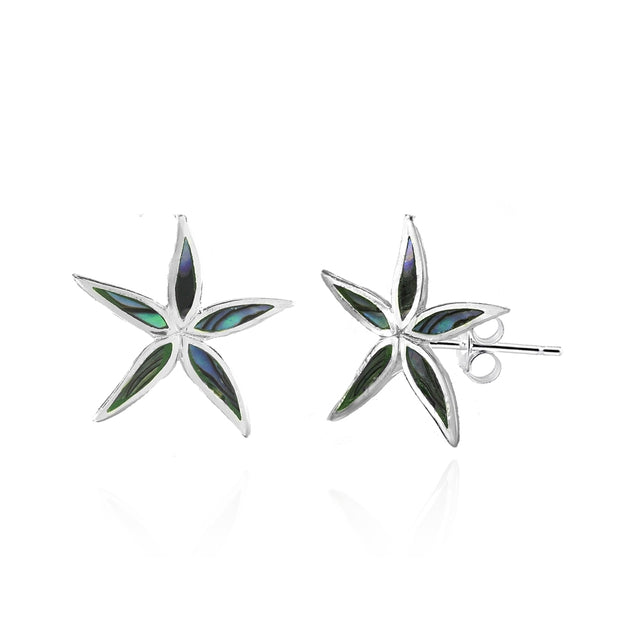 Sterling Silver Abalone Flower Stud Earrings