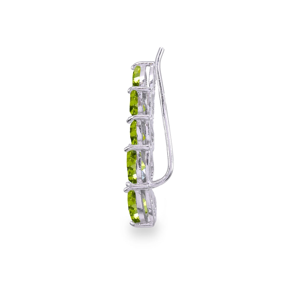 Sterling Silver Peridot Teardrop Curved Climber Crawler Earrings-2