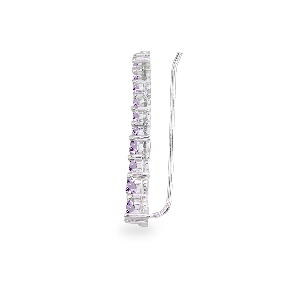 Sterling Silver Amethyst Round Graduated Climber Crawler Earrings-2