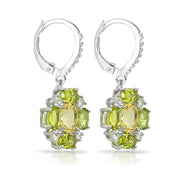 Sterling Silver Citrine and Peridot Oval Leverback Earrings with White Topaz Accents