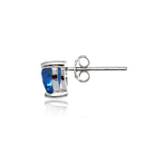 Sterling Silver Created London Blue Topaz 6mm Heart Stud Earrings