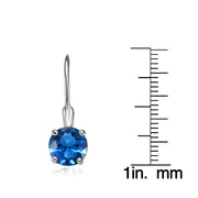 Sterling Silver Created London Blue Topaz 7mm Round Solitaire Leverback Earrings