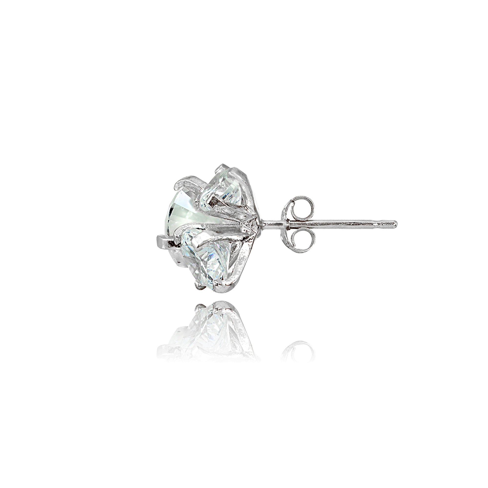 Sterling Silver Cubic Zirconia Round Cluster Graduated Three Stone Stud Earrings-2