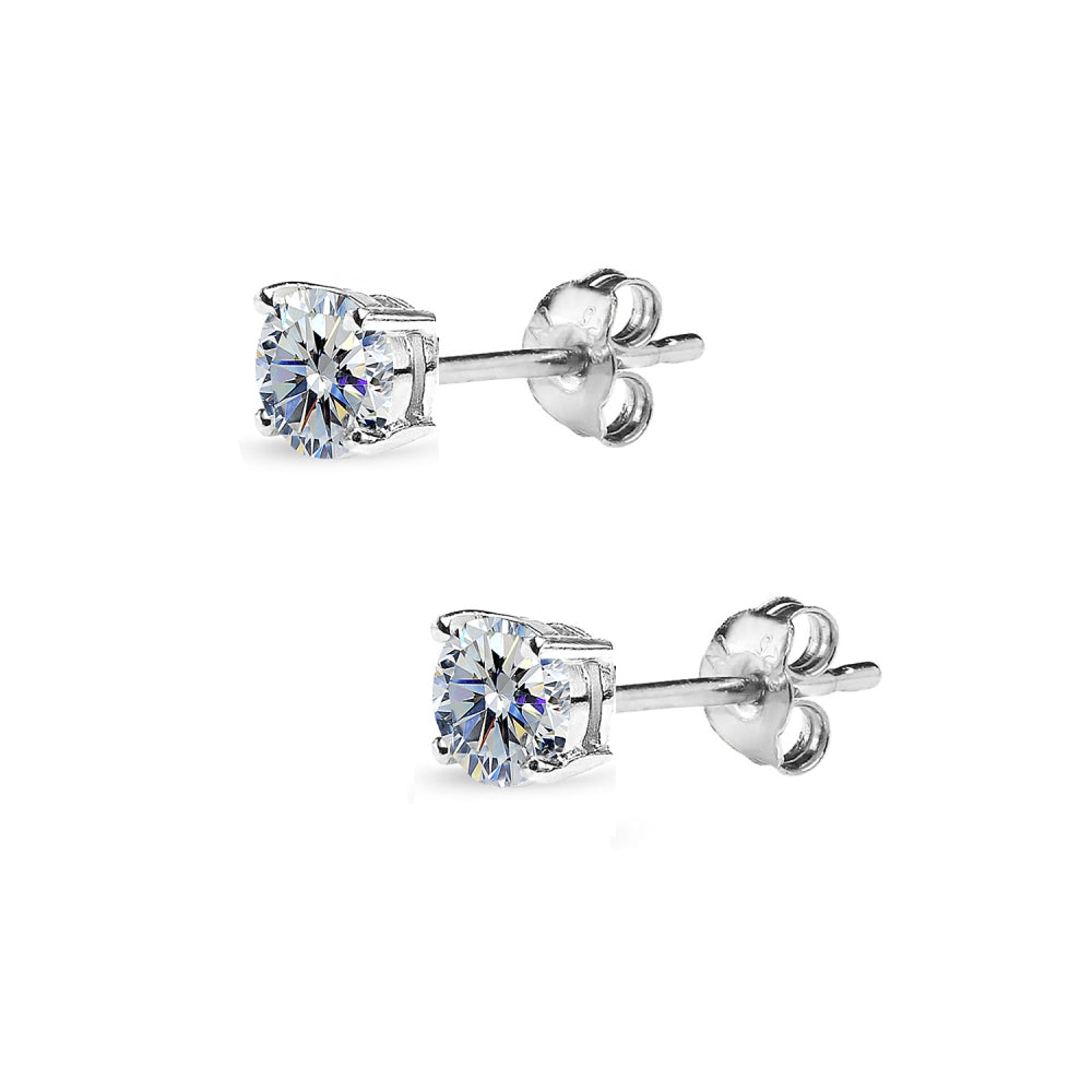Sterling Silver 4mm Clear Stud Earrings Made with Swarovski Crystals-2