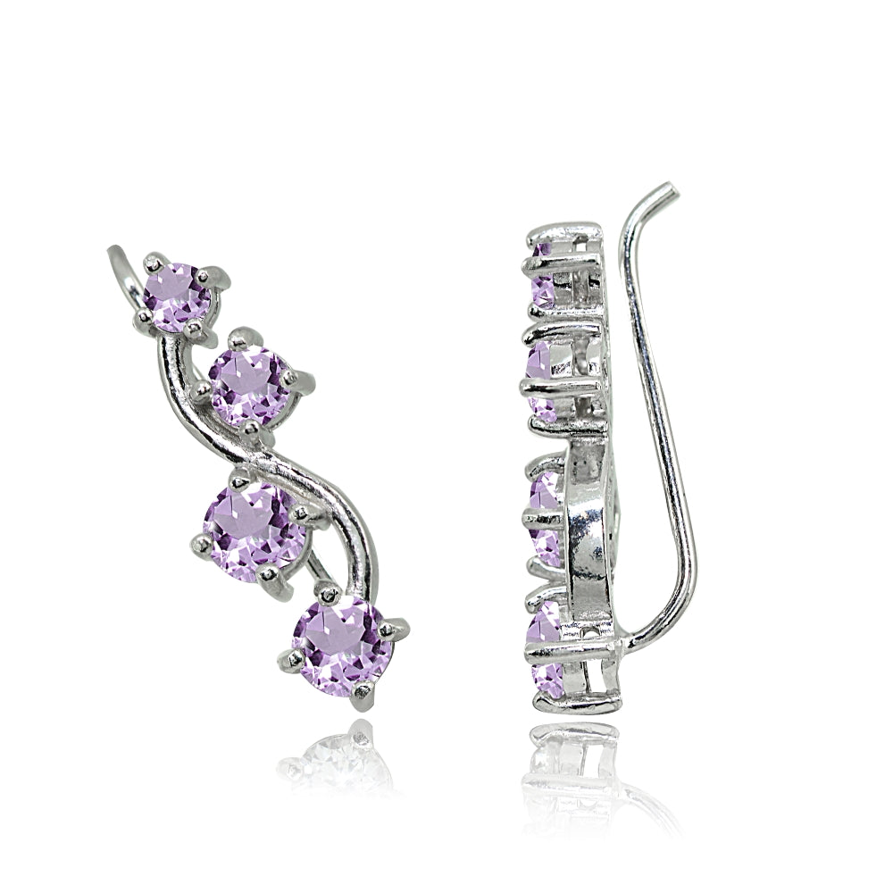 Sterling Silver Amethyst Vine Climber Crawler Earrings-2