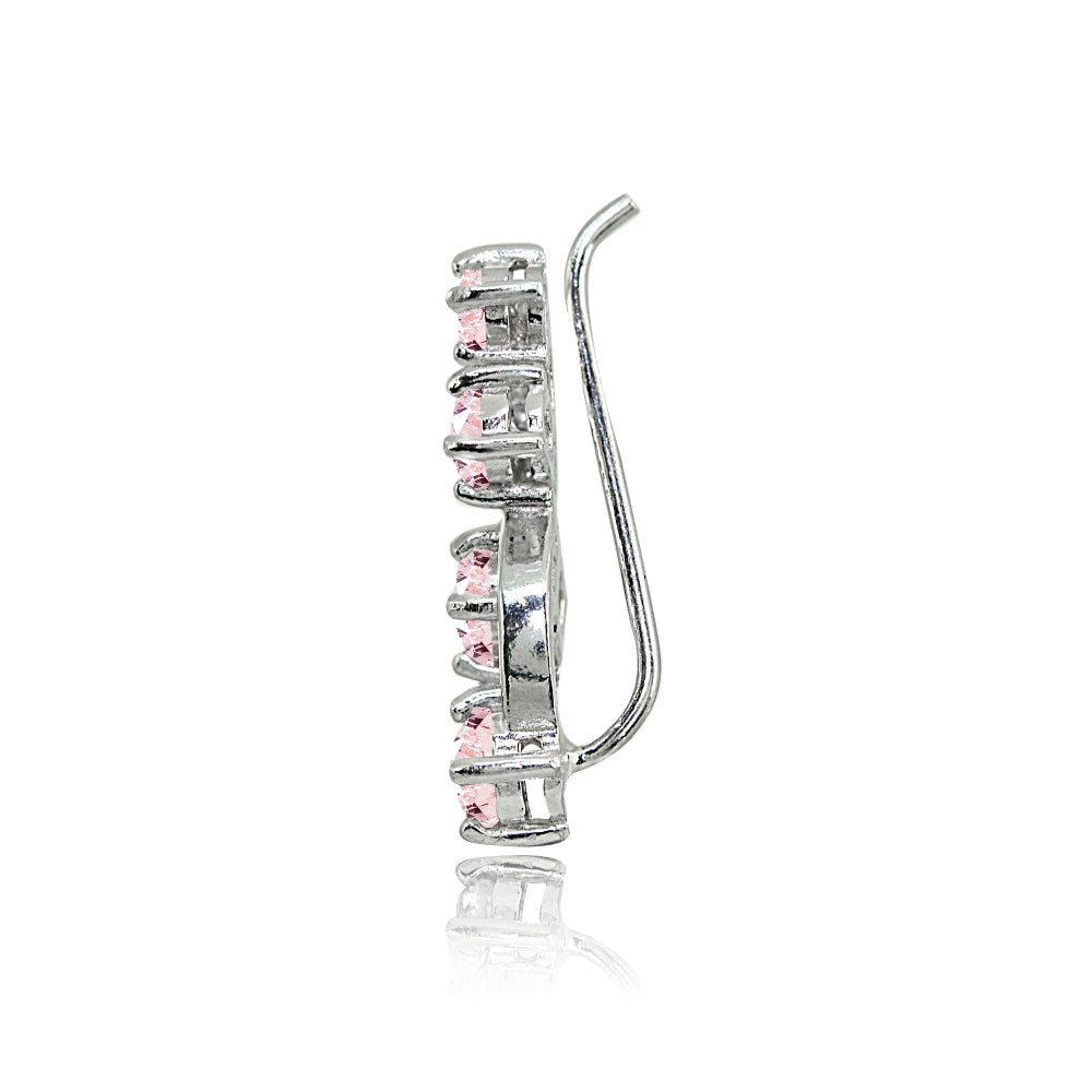 Sterling Silver Created Morganite Vine Climber Crawler Earrings-3
