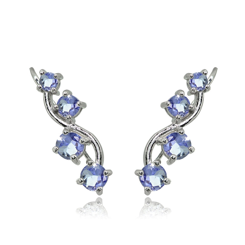 Sterling Silver Tanzanite Vine Climber Crawler Earrings